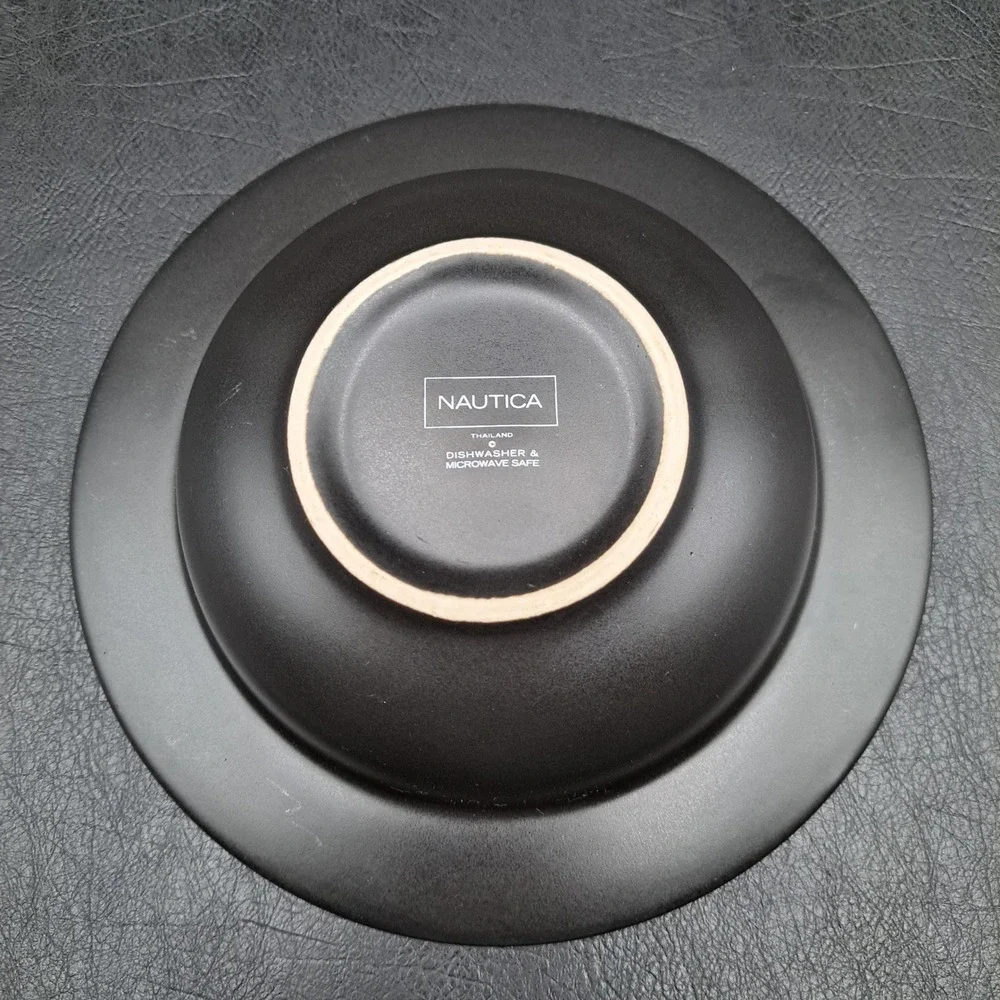 Nautica Matte Black Stoneware Soup Pasta Bowl Wide‎ Rim